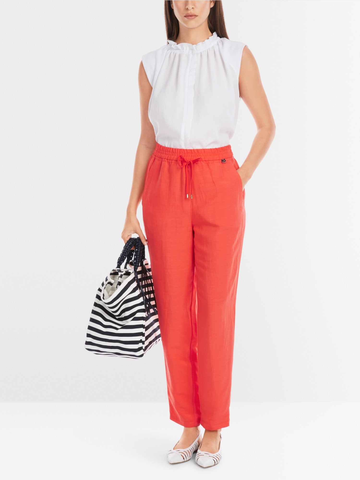 RHODOS plain wide slip-on trousers