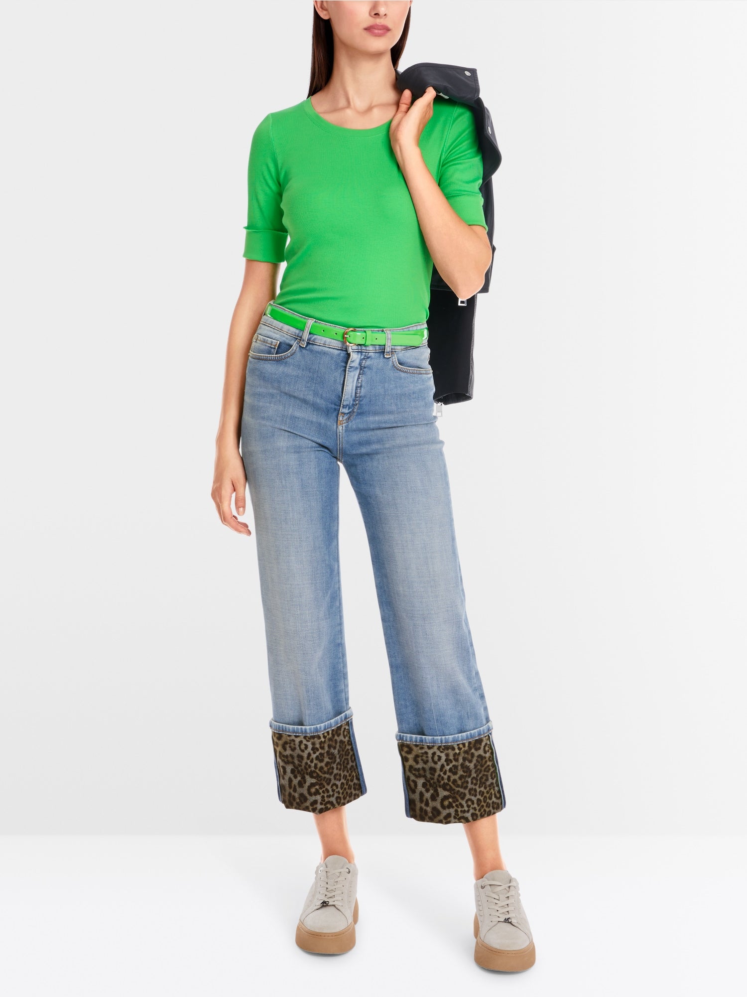 Solid T-shirt in stretchy cotton rib
