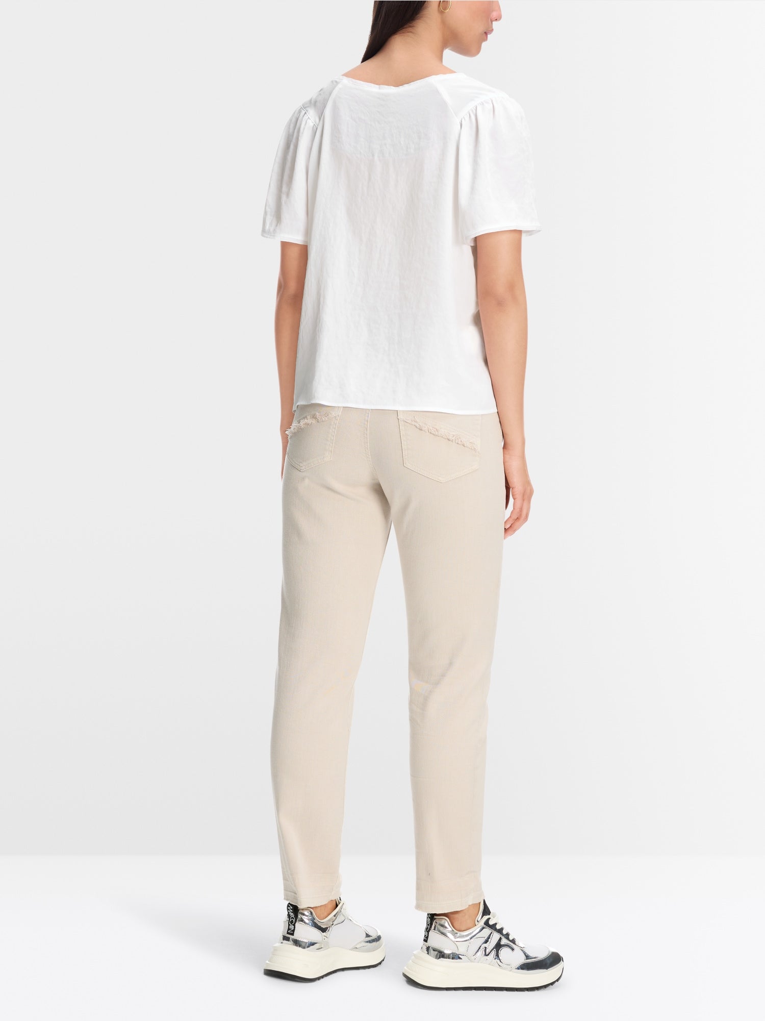 Slip-on blouse with ruffle details