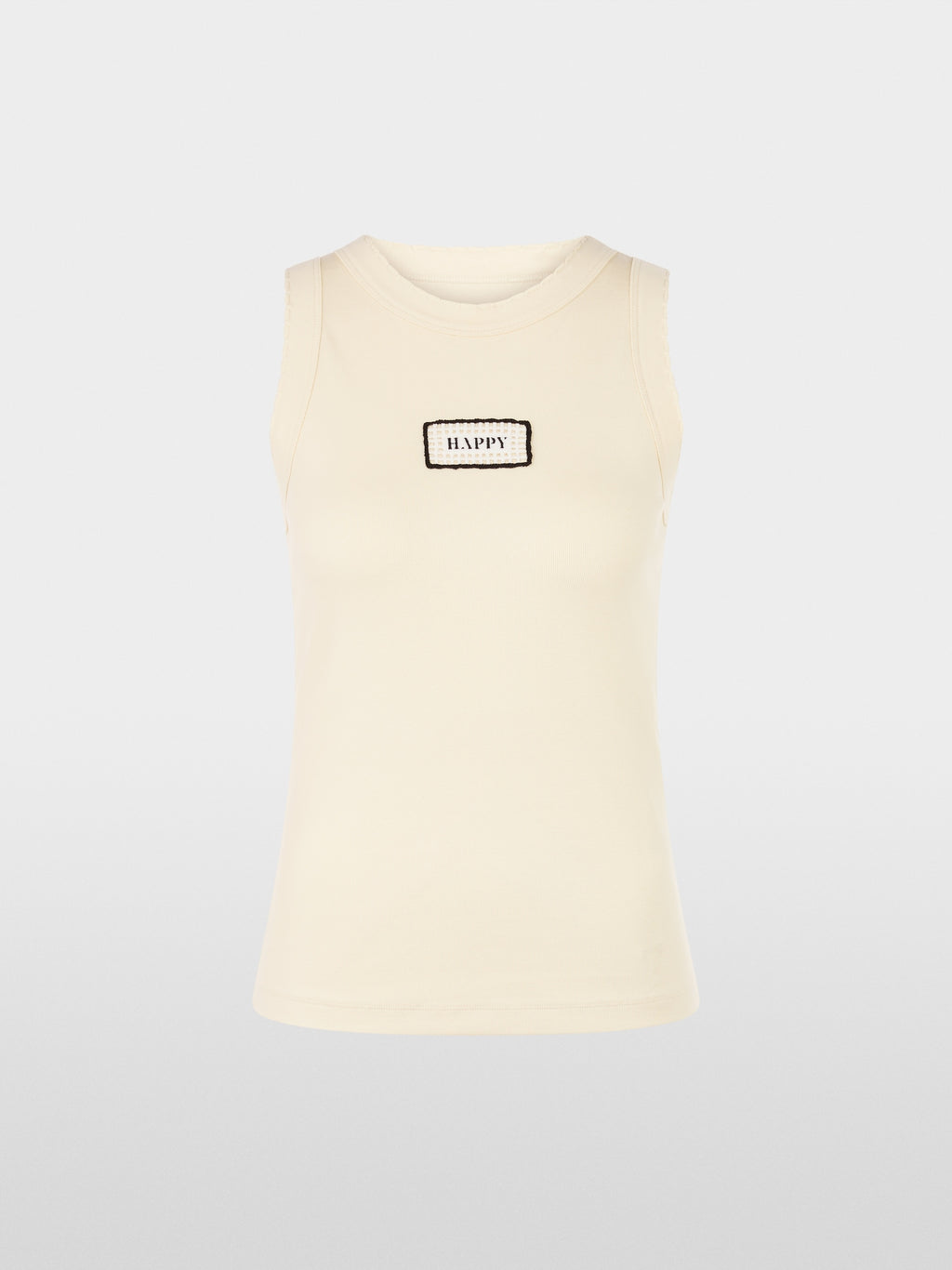 Ribbed top with "Happy" patch