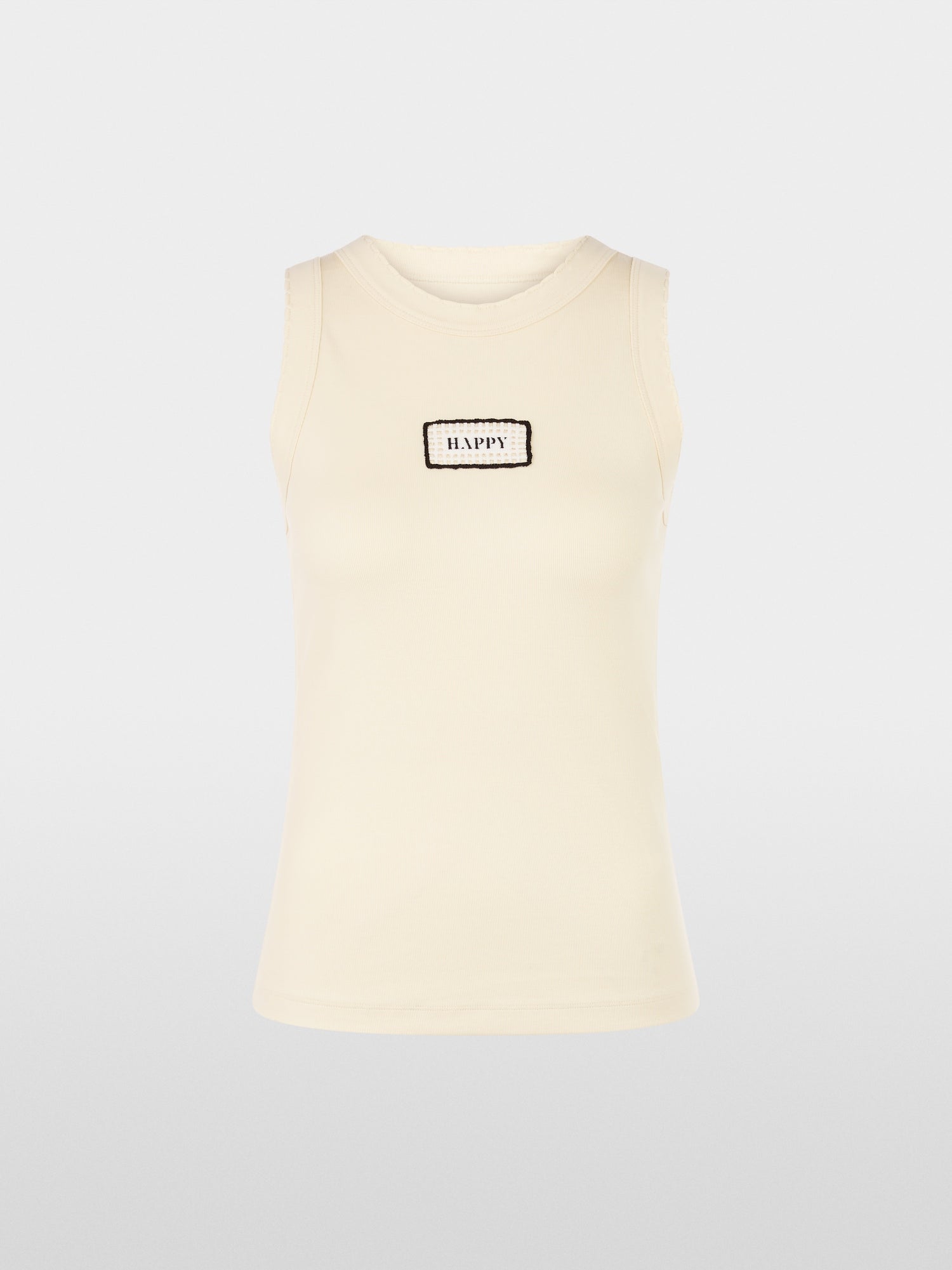 Ribbed top with "Happy" patch