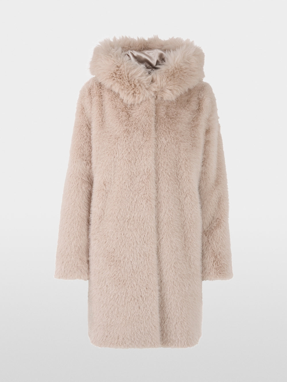 Faux fur coat with hood