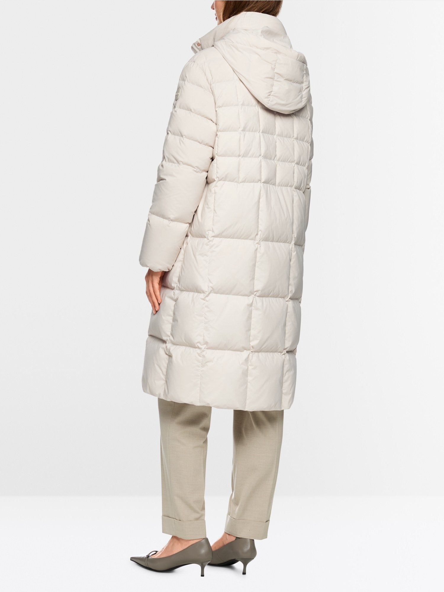 Quilted down coat with hood