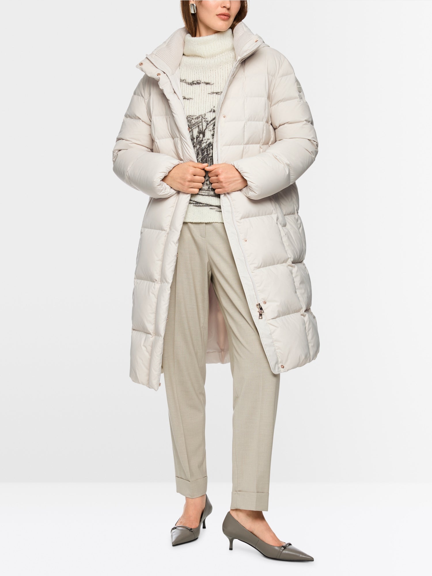 Quilted down coat with hood