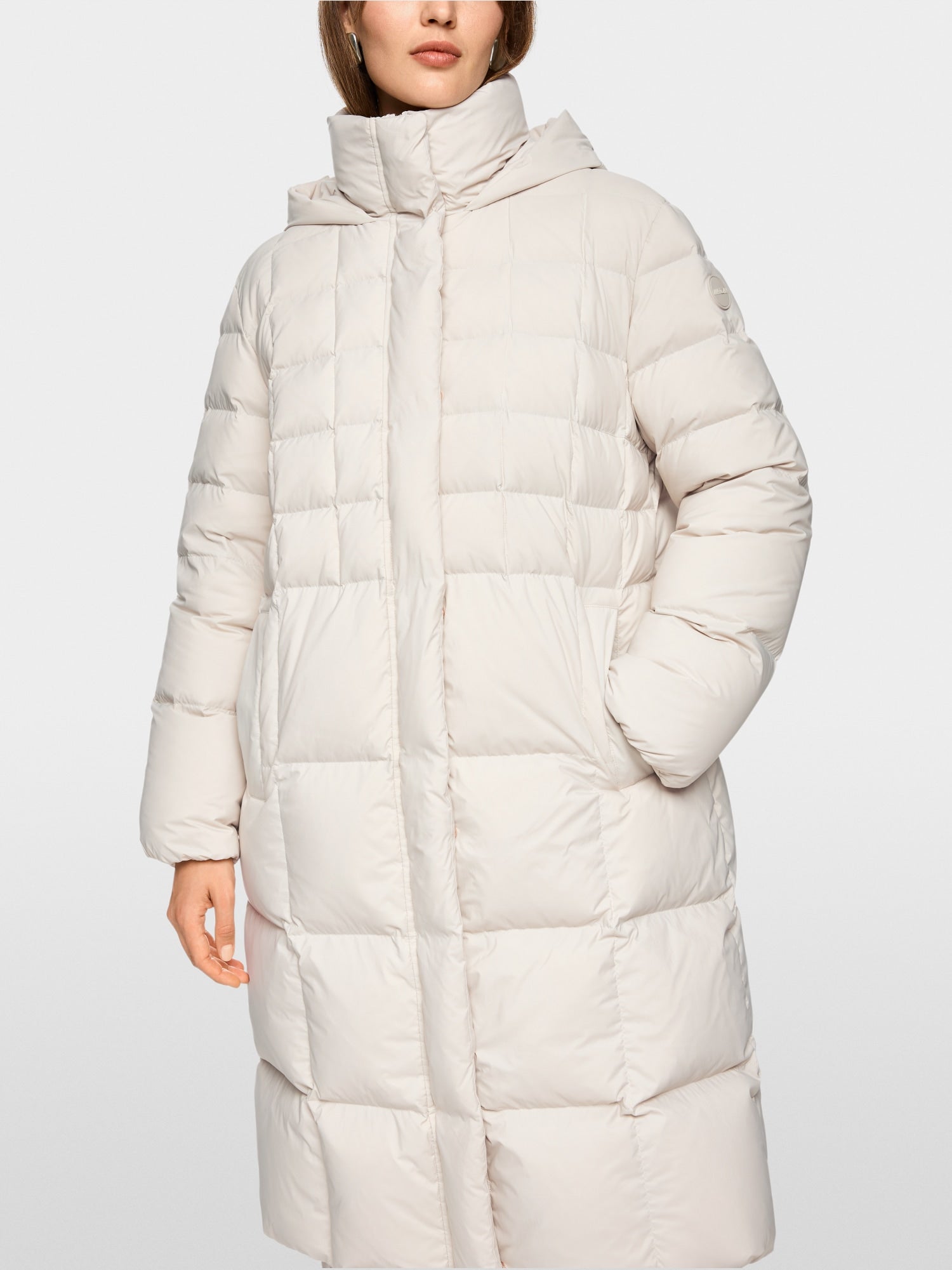 Quilted down coat with hood