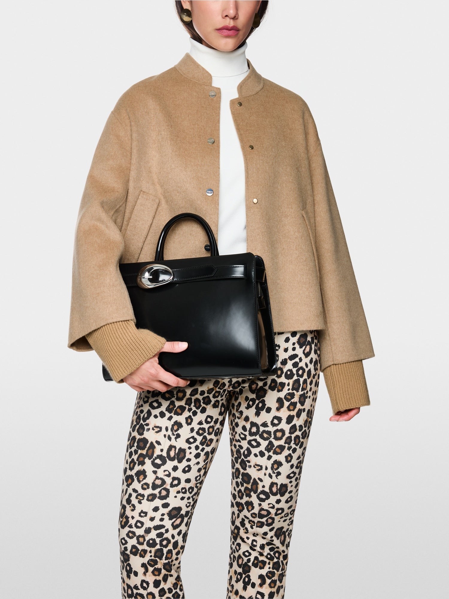 Oversized jacket with cuffed sleeves