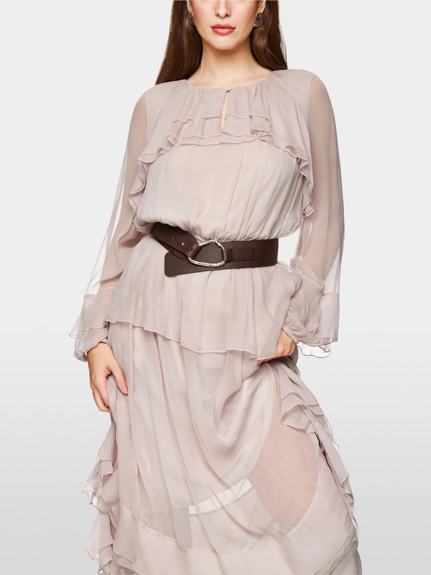 Floor-length flounce dress