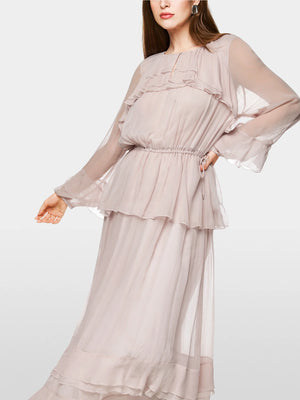 Floor-length flounce dress