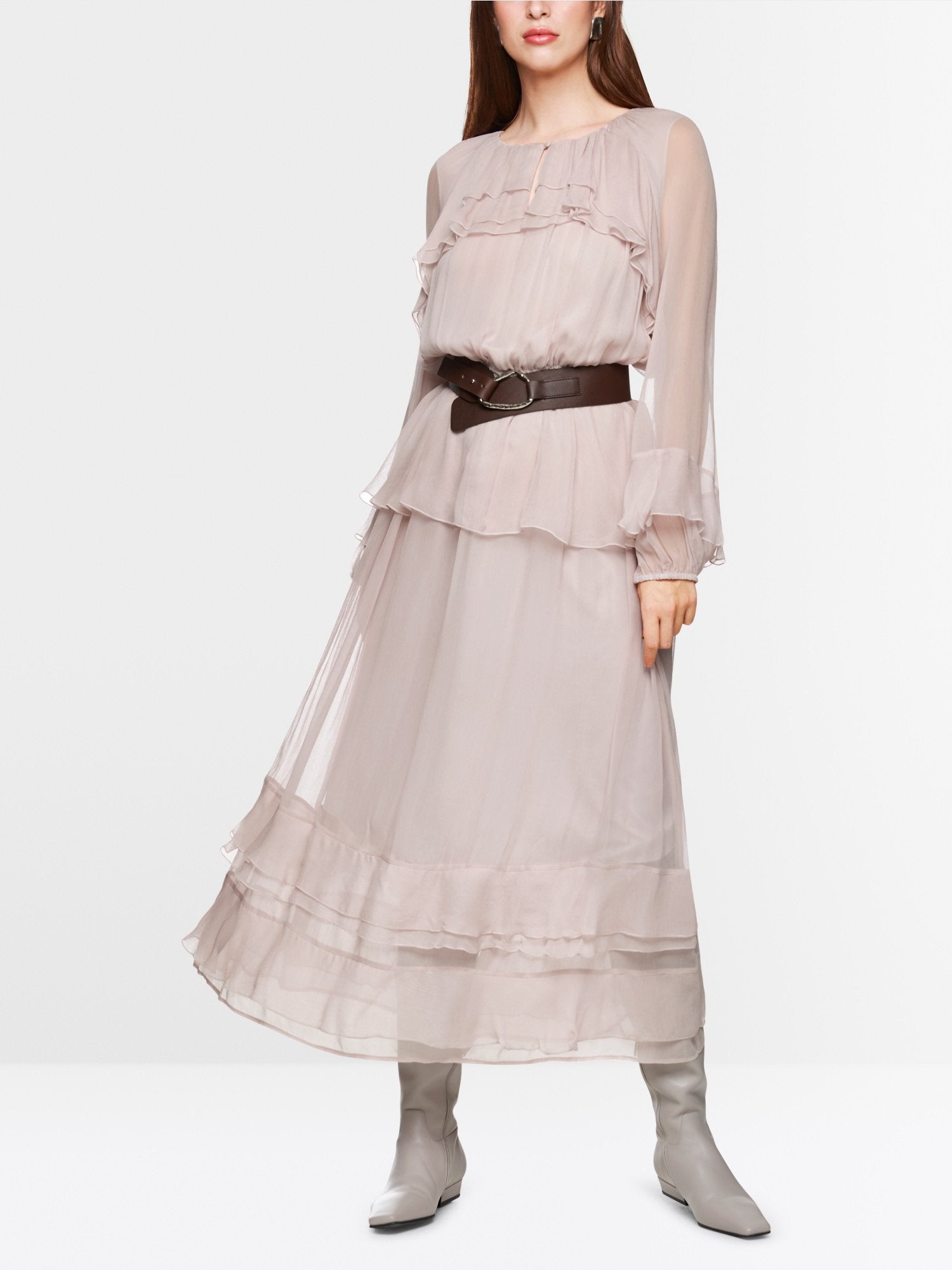 Floor-length flounce dress