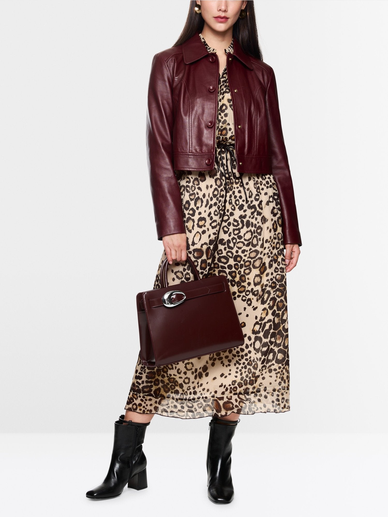 Maxi dress with leopard print