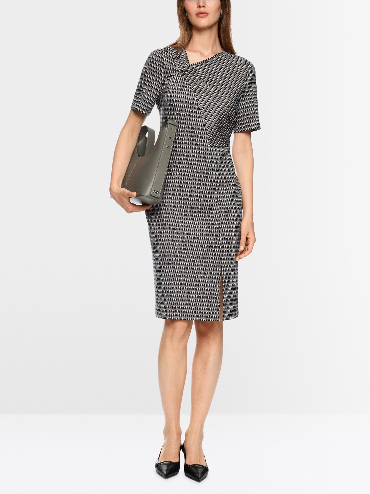Asymmetrical dress in scuba jersey