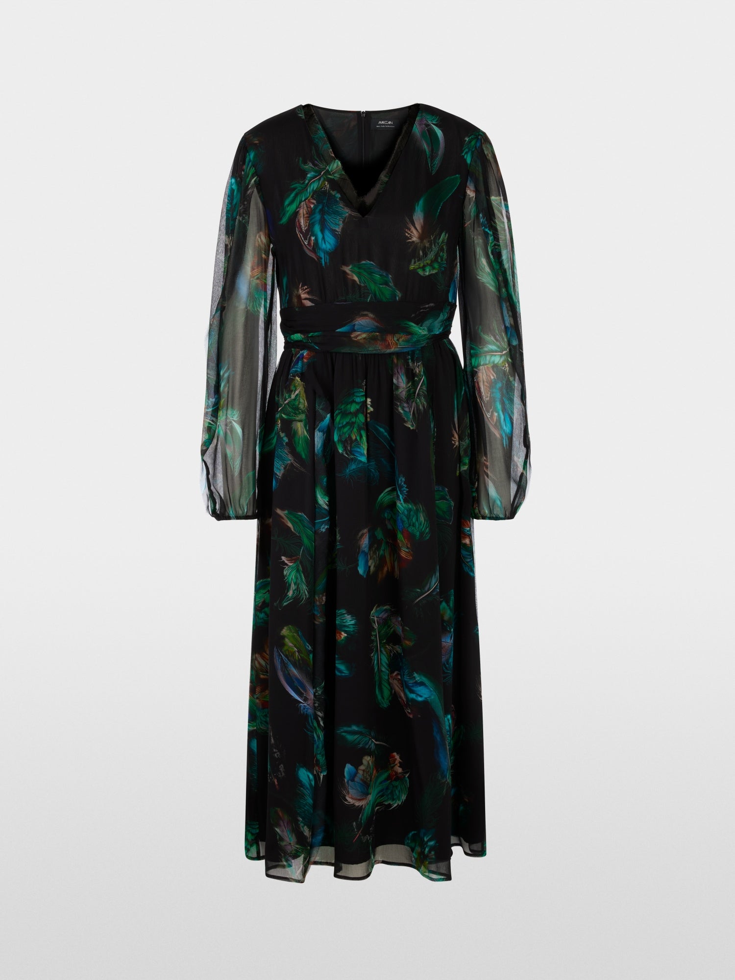 Viscose dress with feather print