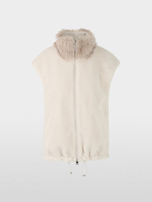 Cosy waistcoat with faux fur collar