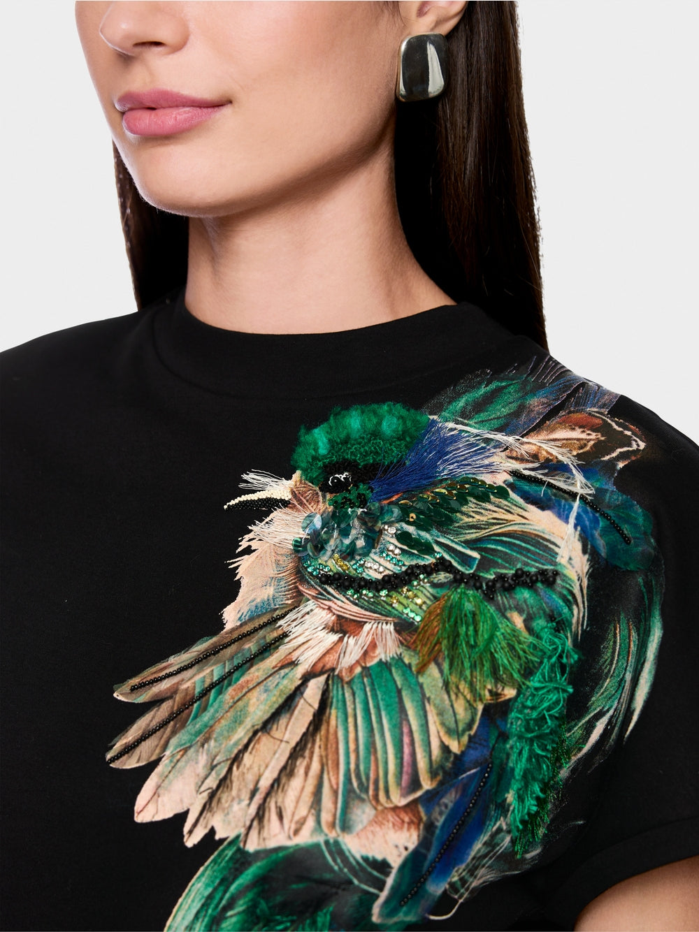 Cotton shirt with feather print
