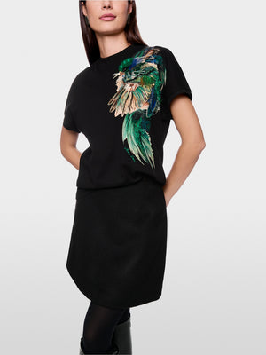 Cotton shirt with feather print