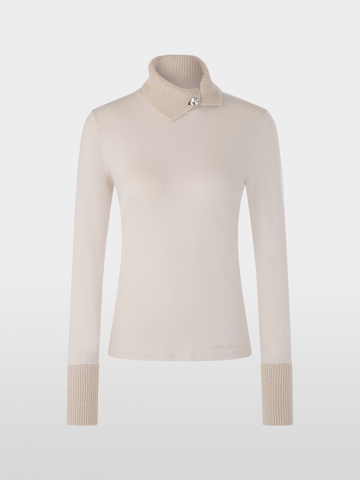 Long-sleeved top with knit collar