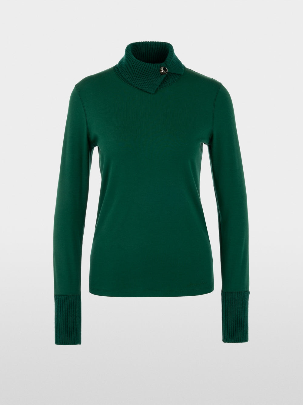 Long-sleeved top with knit collar