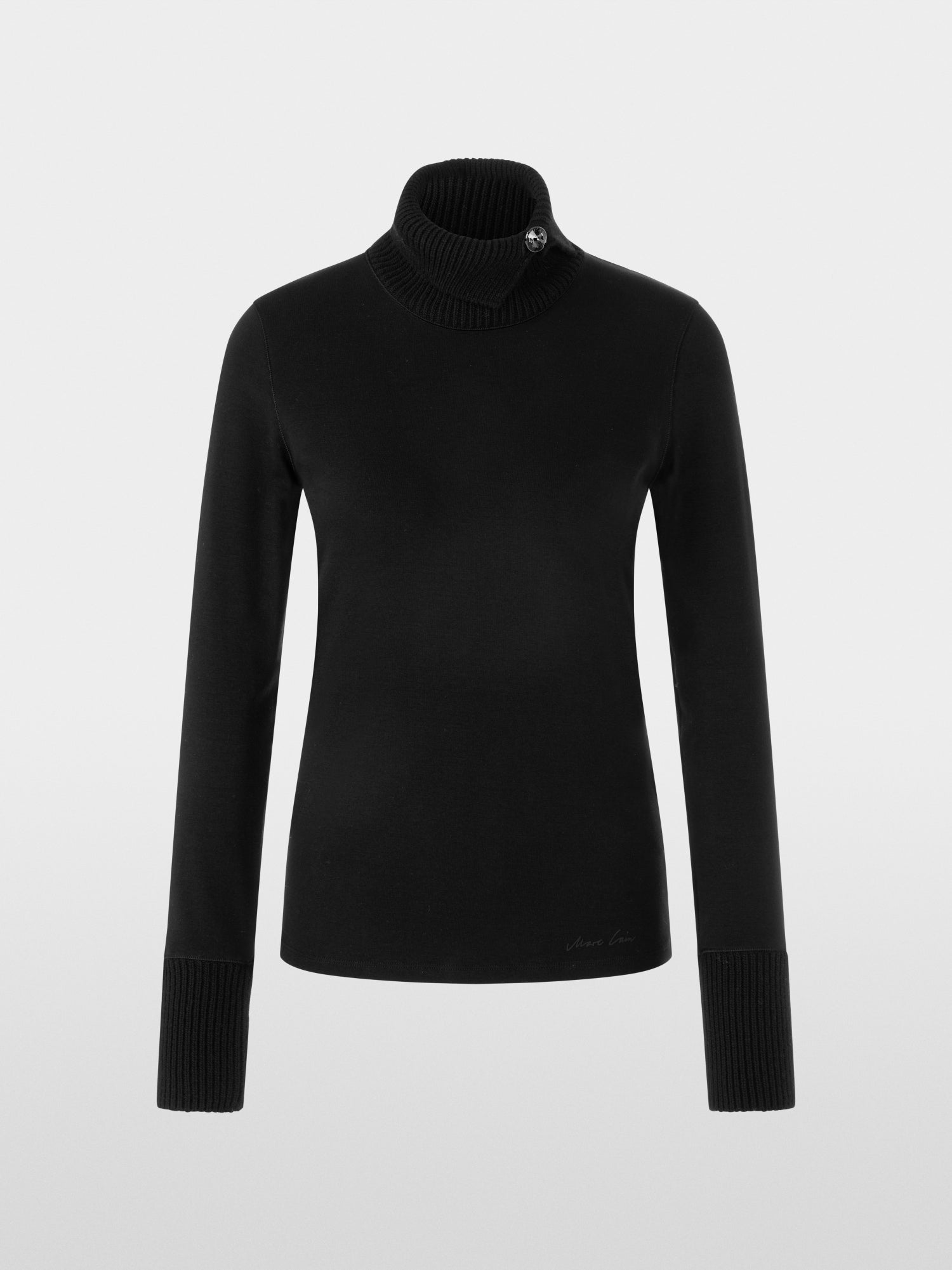 Long-sleeved top with knit collar