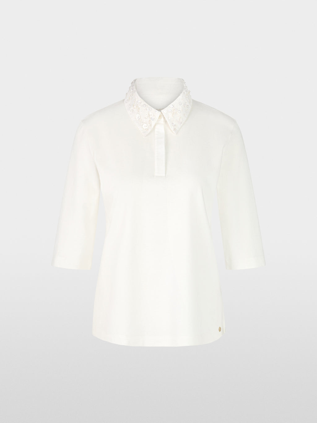 Polo shirt with decorative pearls