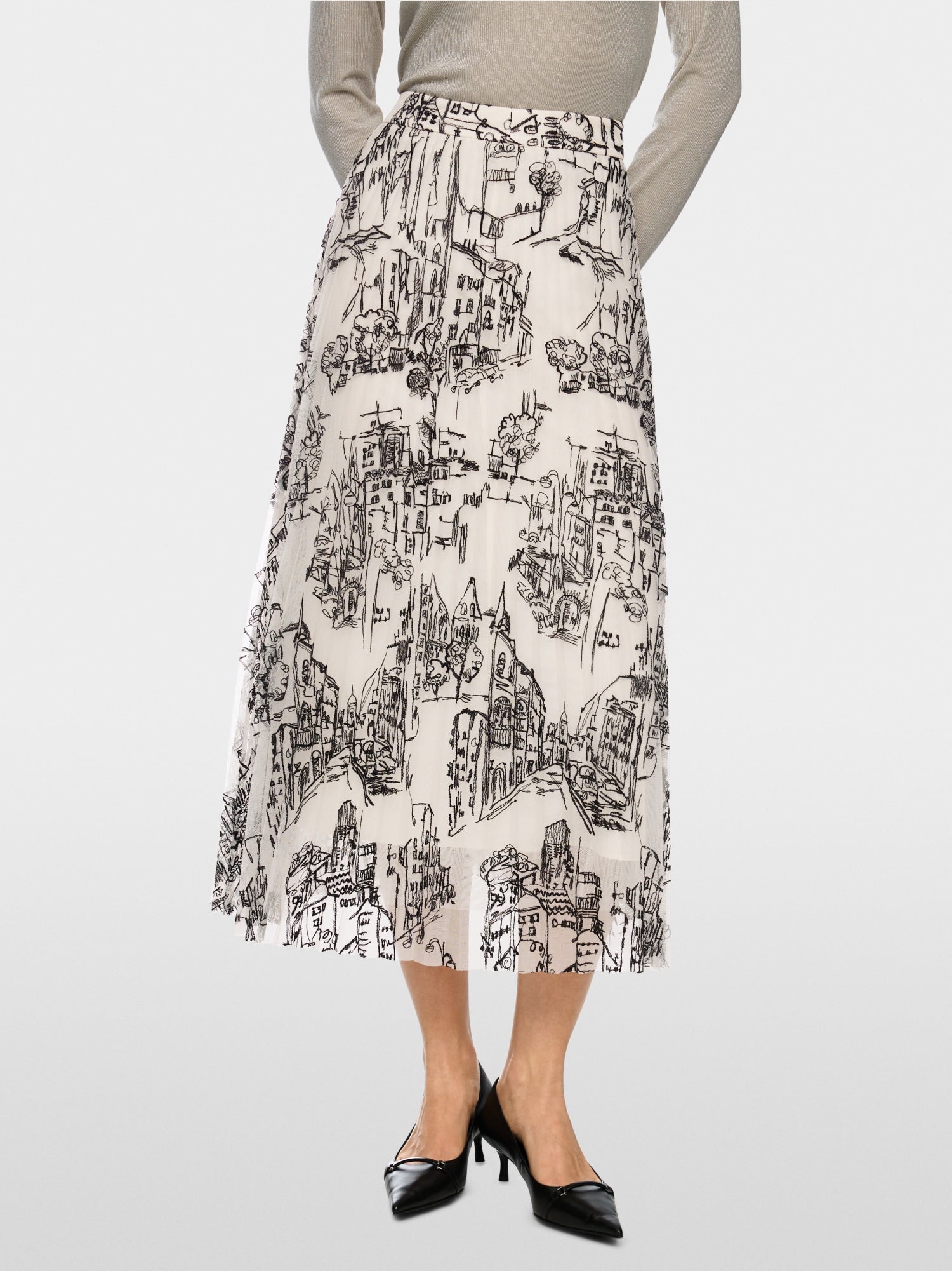Pleated skirt with City motif