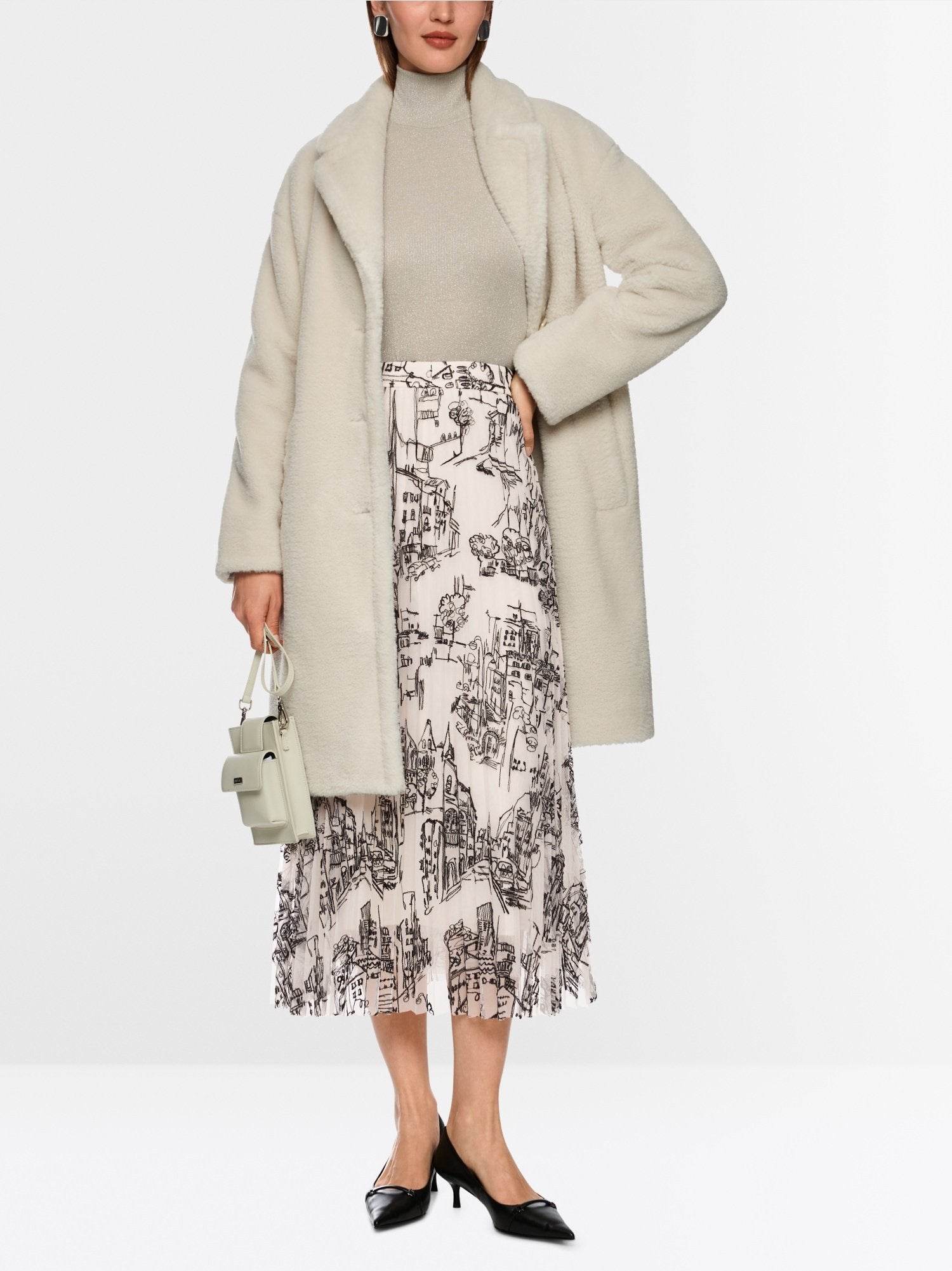 Pleated skirt with City motif
