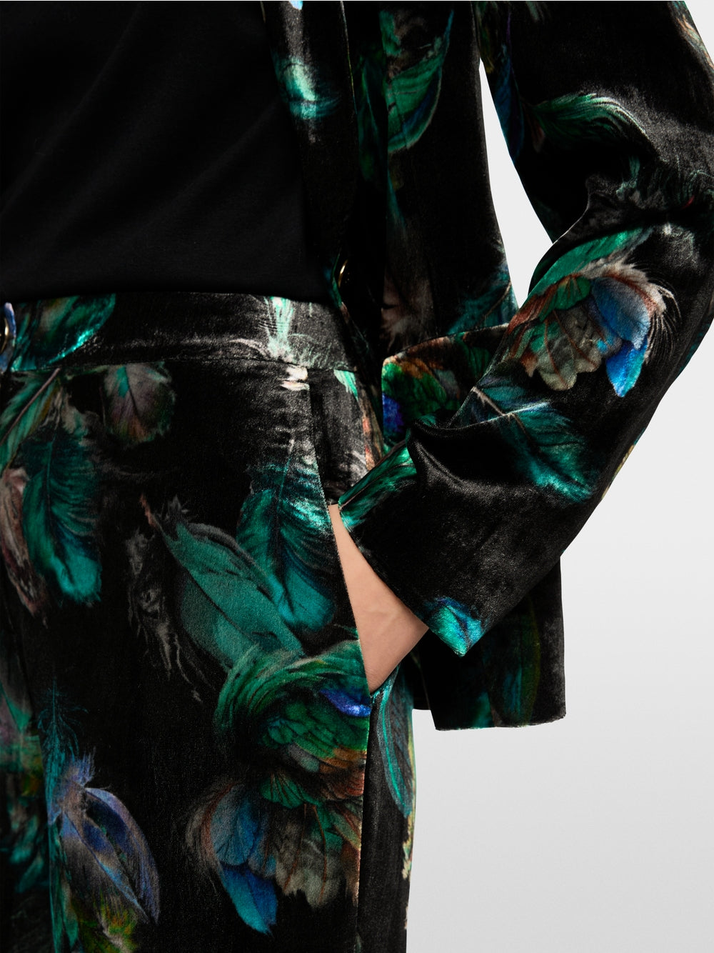 WARRI velvet trousers with print