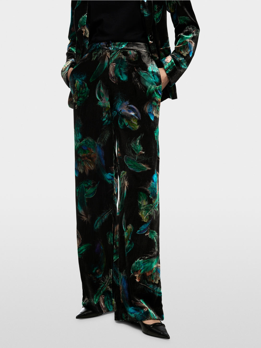 WARRI velvet trousers with print