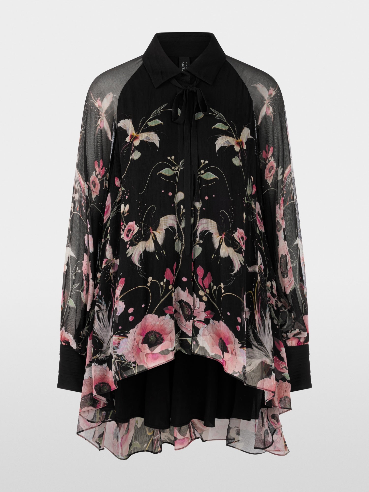 Long blouse with floral pattern
