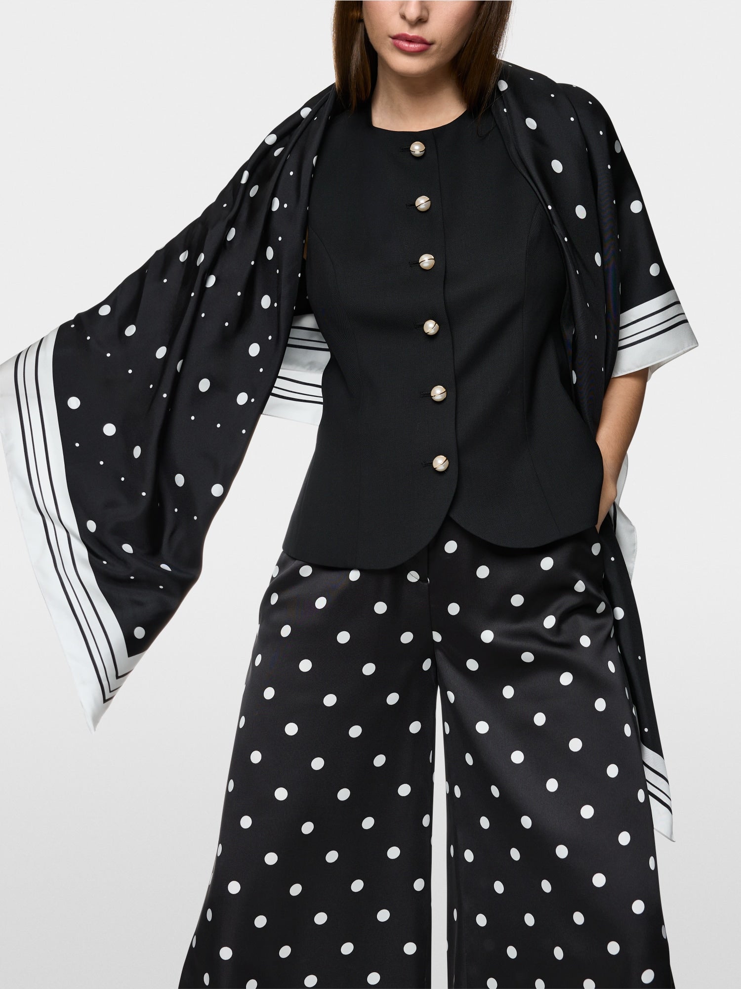 Silk scarf with polka dot pattern