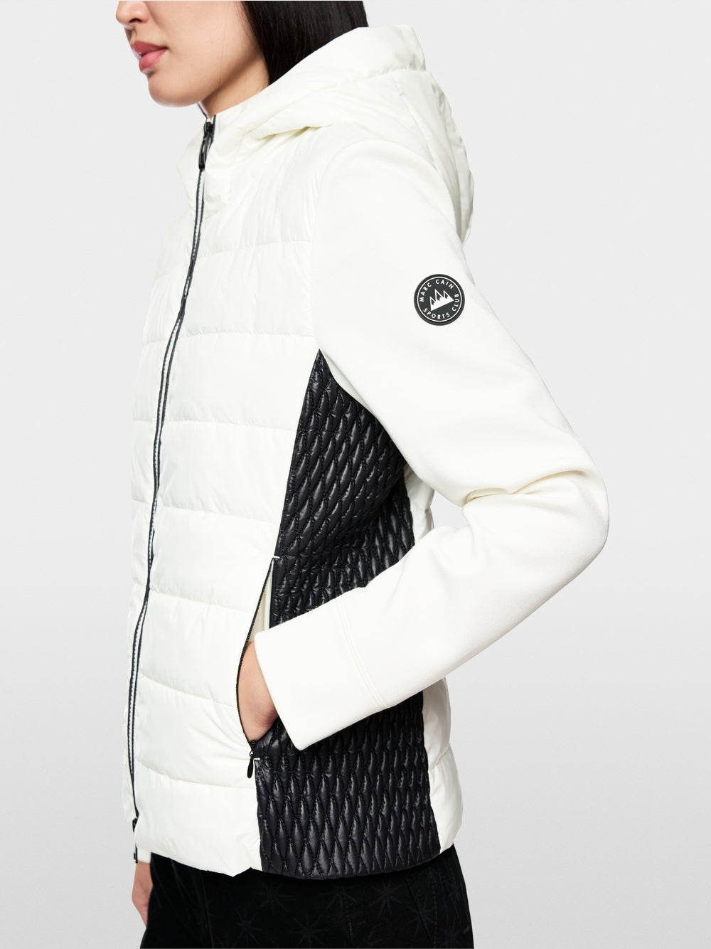 Jacket with faux down and hood