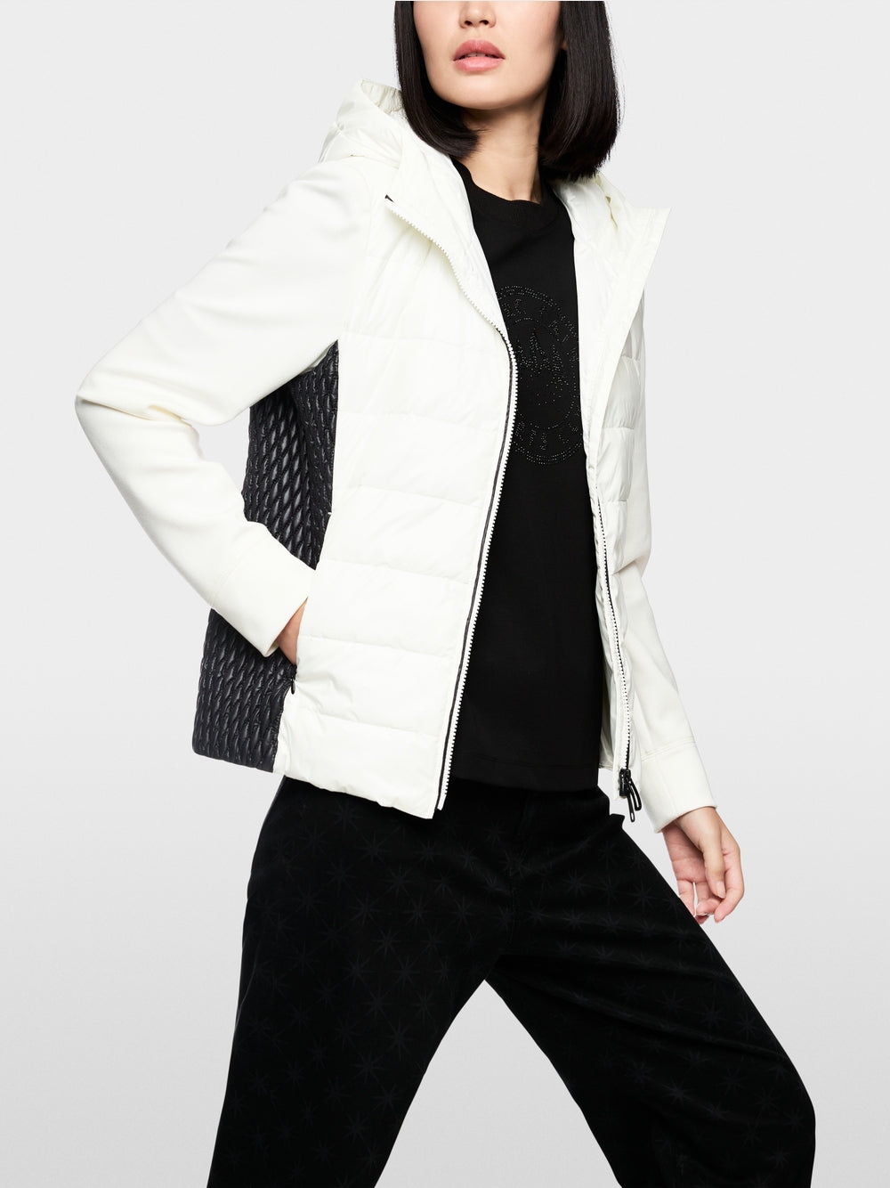 Jacket with faux down and hood