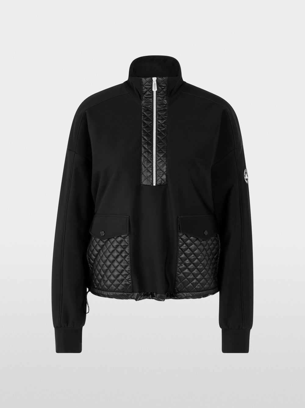 Sweater with stand-up neck and pockets