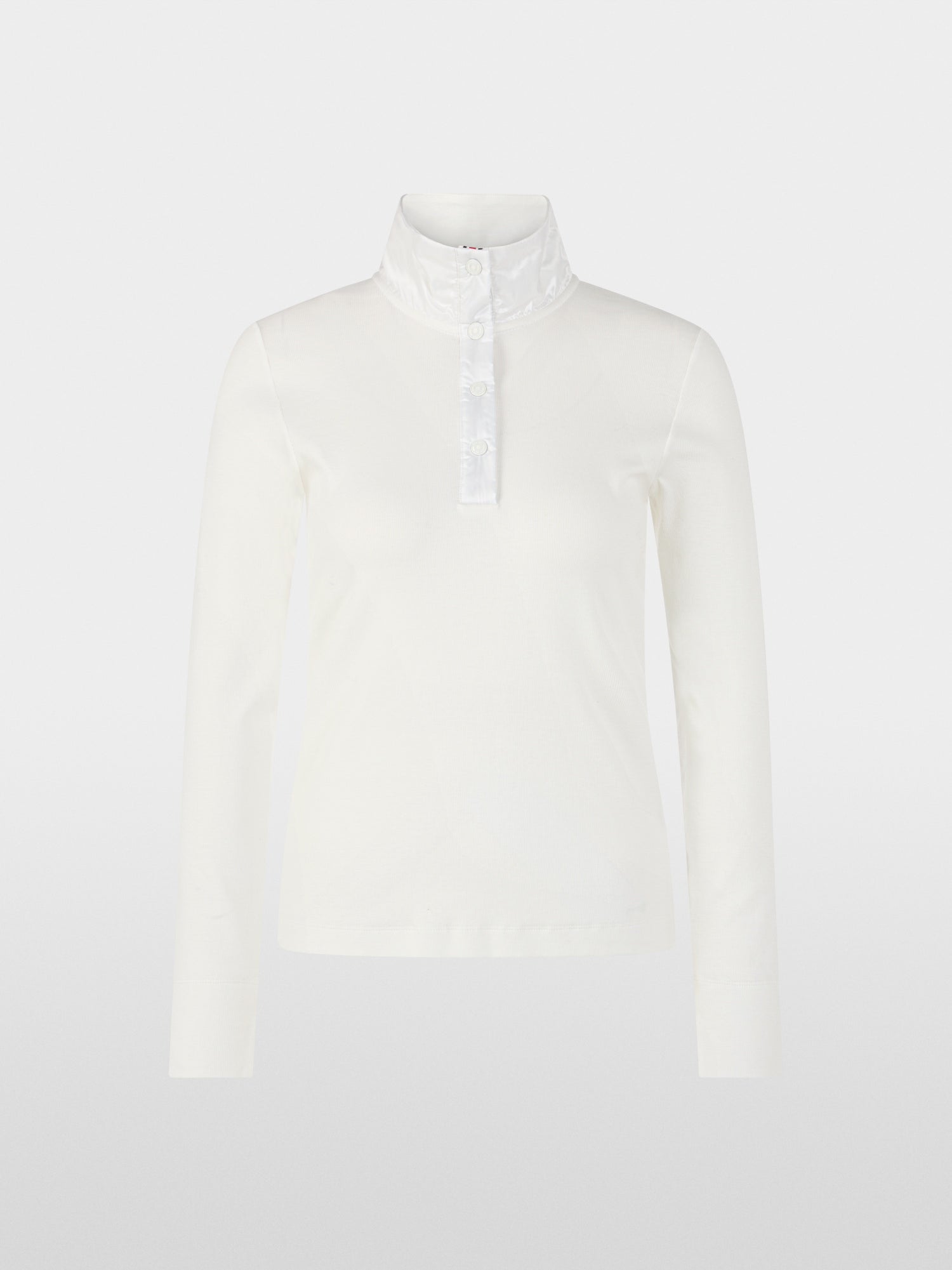 Ribbed shirt with shiny collar