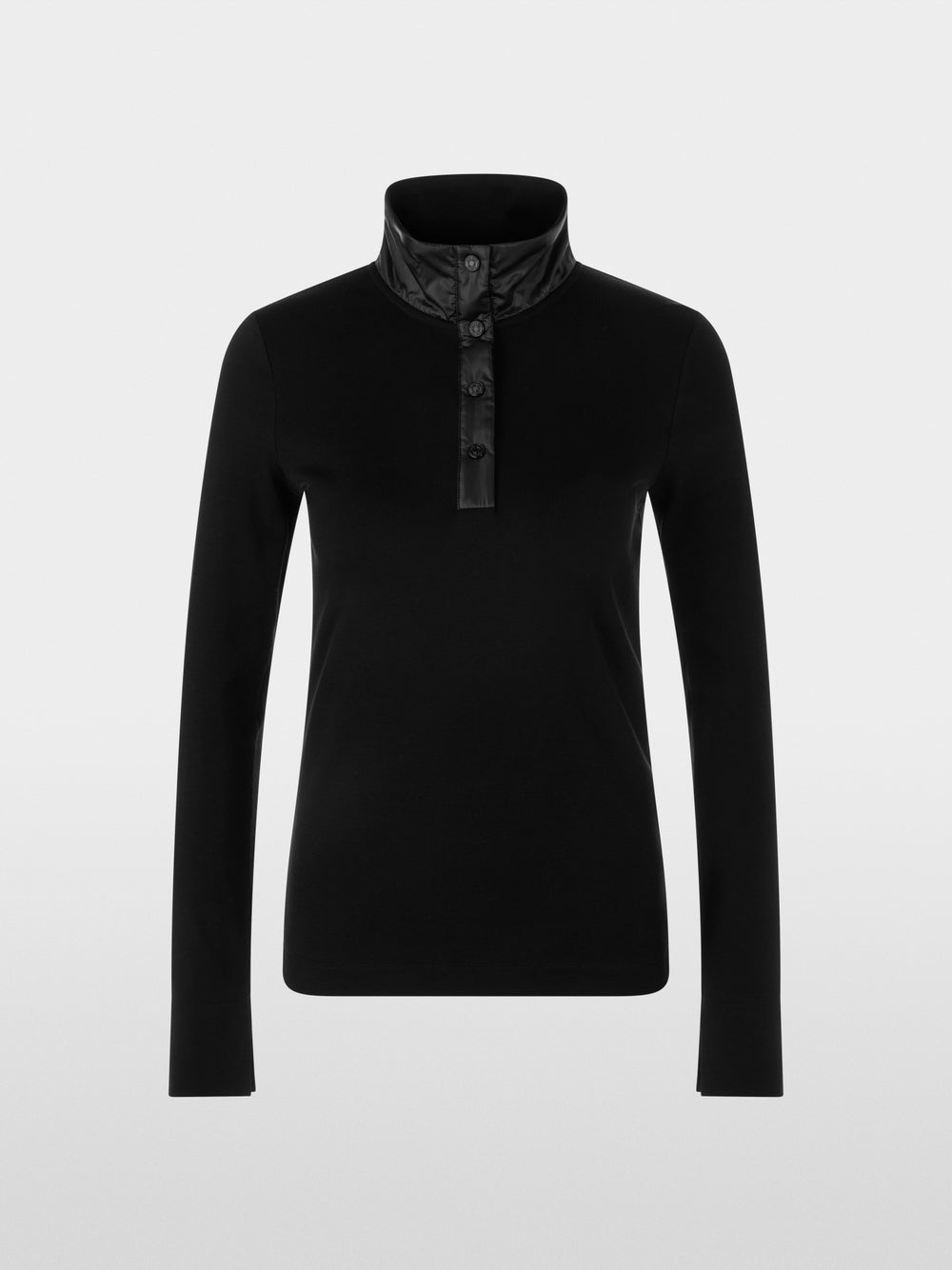 Ribbed shirt with shiny collar