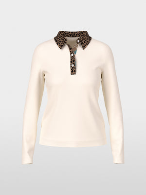 Plain polo shirt with leopard details